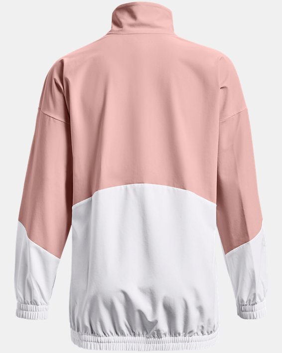 Women's UA Woven Oversized Full-Zip Jacket, Pink, pdpMainDesktop image number 6
